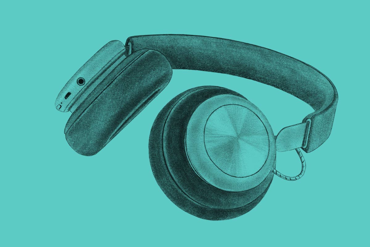 Graphic illustration of a pair of headphones
